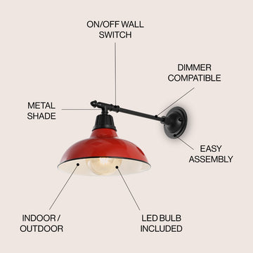 Wallace 12.25" Farmhouse Industrial Indoor/Outdoor Iron LED Victorian Arm Outdoor Sconce